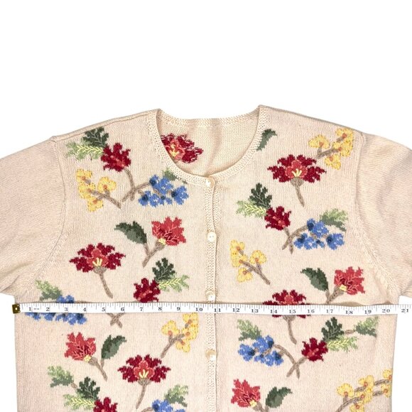 Vintage | Talbots | L | Floral Embroidered Cardigan Sweater | Cottagecore | Y2K - Picture 15 of 16